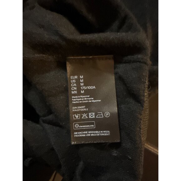 H&M Black Merino Wool Blend Turtleneck Sweater Mens Size M Lightweight Knit - Picture 6 of 6